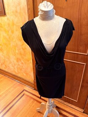 Studio M Black Draped Cowl Neck Mini Dress